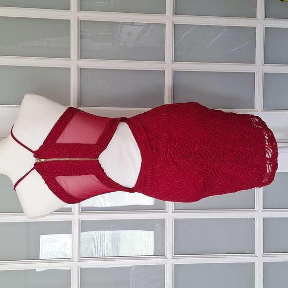 Emerald Sundae Sparkly Red Mini Dress - Picture 3 of 16